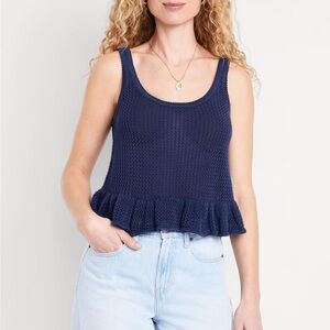 Old Navy Navy Blue Textured Tank Top